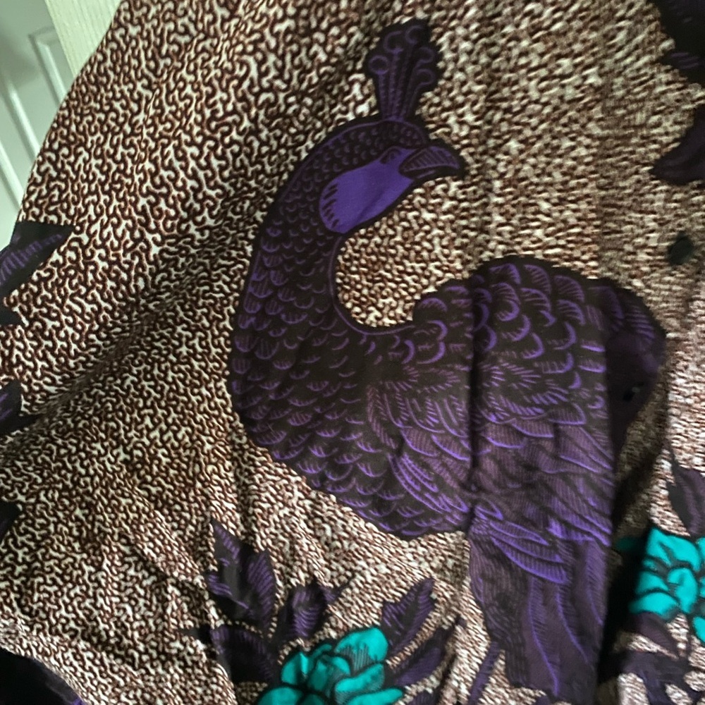 Casual Purple A-Line Dress with Pleated Skirt and Mandarin Collar belted - Picture 5 of 5